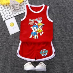 PAW Patrol Multi Color Printed Sleeveless Kids Sportswear Children Soccer Training Jersey Suit