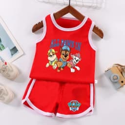 PAW Patrol Multi Color Printed Sleeveless Kids Sportswear Children Soccer Training Jersey Suit