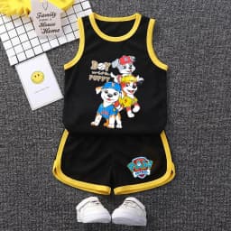 PAW Patrol Multi Color Printed Sleeveless Kids Sportswear Children Soccer Training Jersey Suit