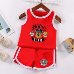 PAW Patrol Multi Color Printed Sleeveless Kids Sportswear Children Soccer Training Jersey Suit
