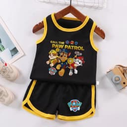 PAW Patrol Multi Color Printed Sleeveless Kids Sportswear Children Soccer Training Jersey Suit