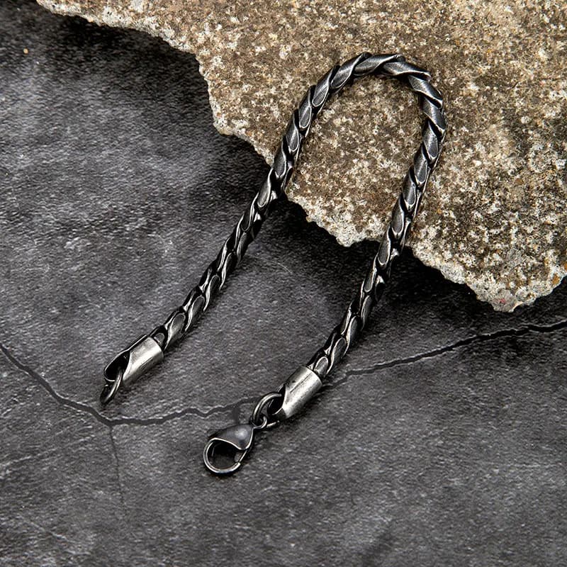 MKENDN Fashion Men Stainless Steel Creative Retro Oxidized Black Link Chain Bracelets Punk Rock Motorcycle Male Jewelry