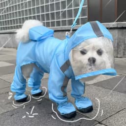Waterproof Dog Clothes Small Dog Raincoat with Rain Shoes Boots Overalls Jumpsuit Pet Cat Puppy Rain Coat with Transparent Hood