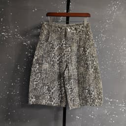 IEFB Edgy Men's Leopard Print Denim Shorts Wide Leg Baggy Fit Knee Length Streetwear Casual Premium Cotton Jeans 9X2989