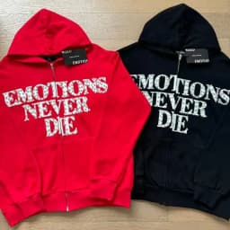 Mixed Emotion Zipper Hoodie Thin Pure Cotton Print Diamond Pattern Casual Streetwear Sweatshirt Red