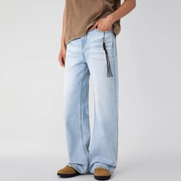 IEFB Men's Clothing Wide Leg Denim Pants Summer American Style Glacier Blue Straight Jeans Unisex Cleanfit Simple Couple 9W3904