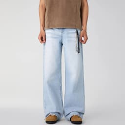 IEFB Men's Clothing Wide Leg Denim Pants Summer American Style Glacier Blue Straight Jeans Unisex Cleanfit Simple Couple 9W3904