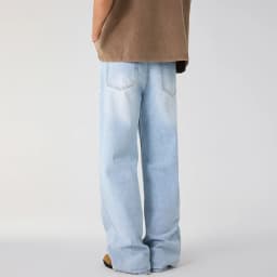 IEFB Men's Clothing Wide Leg Denim Pants Summer American Style Glacier Blue Straight Jeans Unisex Cleanfit Simple Couple 9W3904