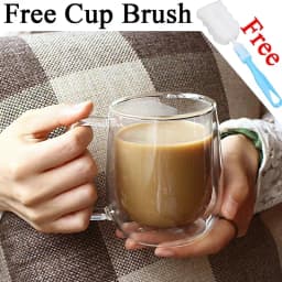 Double Wall High Borosilicate Glass Mug Heat Resistant Tea Milk Lemon Juice Coffee Water Cup Bar Drinkware Lover Gift Creativity