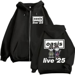 Cartoon Rock Band O-Oasis Live 25 Tour Zipper Hoodies Men Fashion Hip Hop Oversized Zip Up Sweatshirt High Quality Fleece Hoodie