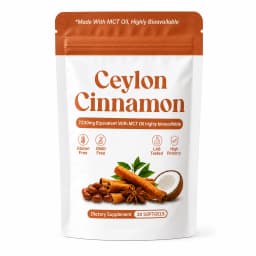 Ceylon Cinnamon Softgels Blood Sugar Metabolism Antioxidant Defense with Cinnamon Extract MCT Oil 7200 mg Equivalent 30 Softgels
