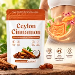Ceylon Cinnamon Softgels Blood Sugar Metabolism Antioxidant Defense with Cinnamon Extract MCT Oil 7200 mg Equivalent 30 Softgels