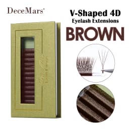 DeceMars V-shaped 4D Eyelash Extensions Brown 12 Rows/Tray