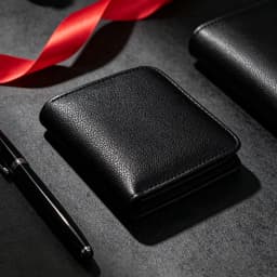 Men's Genuine Leather Slim Bifold Wallet, 3 Card Slots, ID Window, 2 Cash Compartments, Lightweight Business Short Wallet
