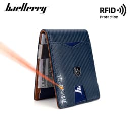 New RFID Name Engraving Simple Short Men Card Wallets Carbon Fiber Card Holder Slim Male Wallet Photo Holder Men Card Clips
