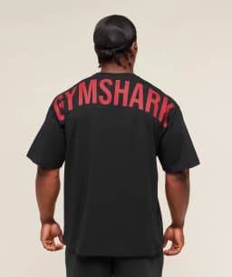 GYM SHARK Men's Fitness Training T-shirt, Loose Fit Short-Sleeved Top, Large Back Printed Fitness Casual Shirt