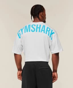GYM SHARK Men's Fitness Training T-shirt, Loose Fit Short-Sleeved Top, Large Back Printed Fitness Casual Shirt