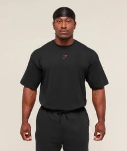 GYM SHARK Men's Fitness Training T-shirt, Loose Fit Short-Sleeved Top, Large Back Printed Fitness Casual Shirt