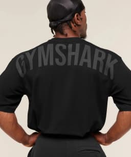 GYM SHARK Men's Fitness Training T-shirt, Loose Fit Short-Sleeved Top, Large Back Printed Fitness Casual Shirt