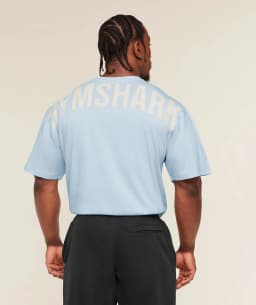 GYM SHARK Men's Fitness Training T-shirt, Loose Fit Short-Sleeved Top, Large Back Printed Fitness Casual Shirt