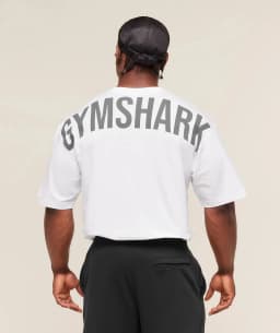 GYM SHARK Men's Fitness Training T-shirt, Loose Fit Short-Sleeved Top, Large Back Printed Fitness Casual Shirt