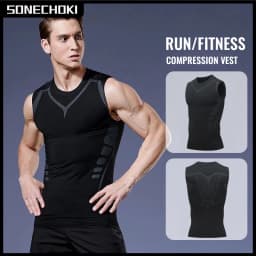 Compression Tank Top Men Gym Shirt Sleeveless Quick Dry Printing Sportswear Male Fitness Bodybuilding Vest Workout Muscle Top