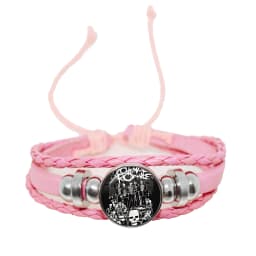 New Rock Band My Chemical Romance Black Leather Adjustable Bangles Punk Bracelet 18MM Round Glass Snap Button Jewelry