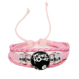 New Rock Band My Chemical Romance Black Leather Adjustable Bangles Punk Bracelet 18MM Round Glass Snap Button Jewelry