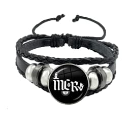 New Rock Band My Chemical Romance Black Leather Adjustable Bangles Punk Bracelet 18MM Round Glass Snap Button Jewelry