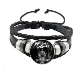 New Rock Band My Chemical Romance Black Leather Adjustable Bangles Punk Bracelet 18MM Round Glass Snap Button Jewelry
