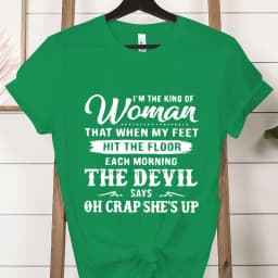 I'm The Kind of Woman Fashion Women Tee T-shirts Casual Short Sleeve The Devil Says Oh Crap She's Up Graphic T Shirt Clothes