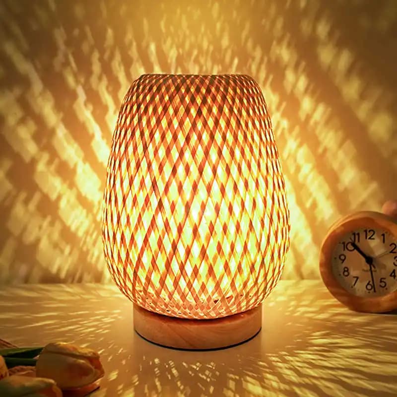 Bamboo Woven ProductsSimple Bedroom Study Table Lamp Bedside Table Lamp Bamboo art Warm Decoration Desktop Japanese Lamp