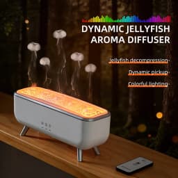 Simulated Volcanic Lava Humidifier with Color Lighting Aroma Diffuser Remote Control 5 Nozzles 2 Fog Modes Dancing Jellyfish for