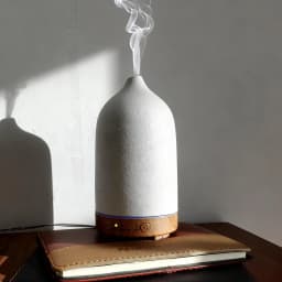 100ml Ceramic Essential Oil Diffuser for Bedroom Home Office Ultrasonic Humidifier Aroma Diffuser with 7 Colors Night Light