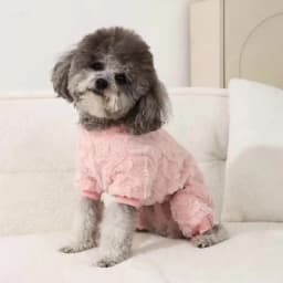Soft Fleece Dog Clothes Winter Warm Puppy Jumpsuit Cozy Pet Onesie Apparel Indoor Sleeping Walking Outfit for Yorkie Small Pets