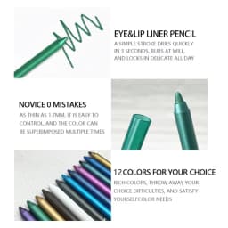 12Colors Colorful Eyeliner Lip Liner Pencil Waterproof Cream Eye Liner Pen Dual Use Eye&Lip Makeup Halloween Cosplay PartyMakeup