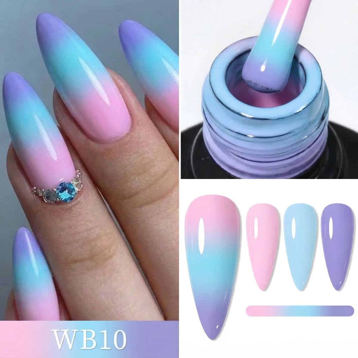 7ml Thermal Nail Gel Polish 3 Colors Changing Semi Permanent Soak Off UV/LED Nail Supplies Gel for Manicure Design