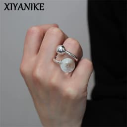 XIYANIKE Handmade White Crystal Bead Adjustable Finger Rings For Women Fashion New Female Jewelry Gift Party Holiday Anillos
