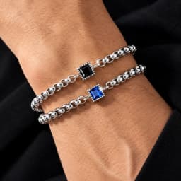 Men's Zircon Charm Bracelet, 4mm Square Chain Stainless Steel Bracelets, Fashion Waterproof Jewelry Gift for Men