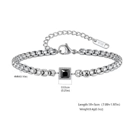 Men's Zircon Charm Bracelet, 4mm Square Chain Stainless Steel Bracelets, Fashion Waterproof Jewelry Gift for Men