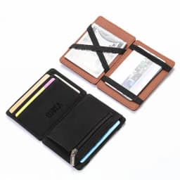 2026 Men Ultra Thin PU Leather Mini Small Magic Wallet with Zipper Coin Pocket Purse Women Pouch ID Credit Bank Card Case Holder