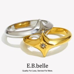 E.B.belle Four-pointed Star Zircon Ring Stainless Steel Minimalist Style Creative Personalized Jewelry For Women Accessories