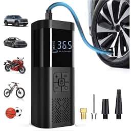 Portable Tire Inflator, 150 PSI Cordless Air Compressor with Digital Pressure Gauge, Auto Shutoff and Preset Modes, Rechargeable Air Pump for Car Tires, SUVs, Motorcycles, Bicycles, Sports Balls and Road Trips