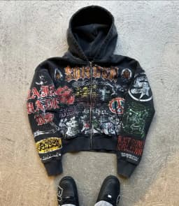 Zipper Hoodie Y2k American Fashion Personalized Anime Printed Retro Gothic Dark Style Oversized Sportswear Street Top