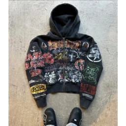 Zipper Hoodie Y2k American Fashion Personalized Anime Printed Retro Gothic Dark Style Oversized Sportswear Street Top