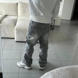 Hip Hop Streetwear Men Women Fashion Baggy Pants Y2K Retro Jeans Light Color Dollar Pattern Embroidery Splice Denim Pants Gothic