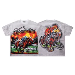 Contrast Color Car Letter Print Polo Tshirts for Men and Women Shinning Diamond Cotton Loose Summer Tshirts Oversized