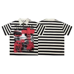 Contrast Color Car Letter Print Polo Tshirts for Men and Women Shinning Diamond Cotton Loose Summer Tshirts Oversized