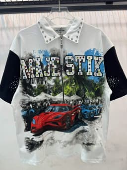 Contrast Color Car Letter Print Polo Tshirts for Men and Women Shinning Diamond Cotton Loose Summer Tshirts Oversized