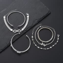 Elegant Sparkling Rhinestone Bracelets Set for Women Butterfly Heart Infinity Star Designs Open Bracelet Daily Wear Jewelry Gift